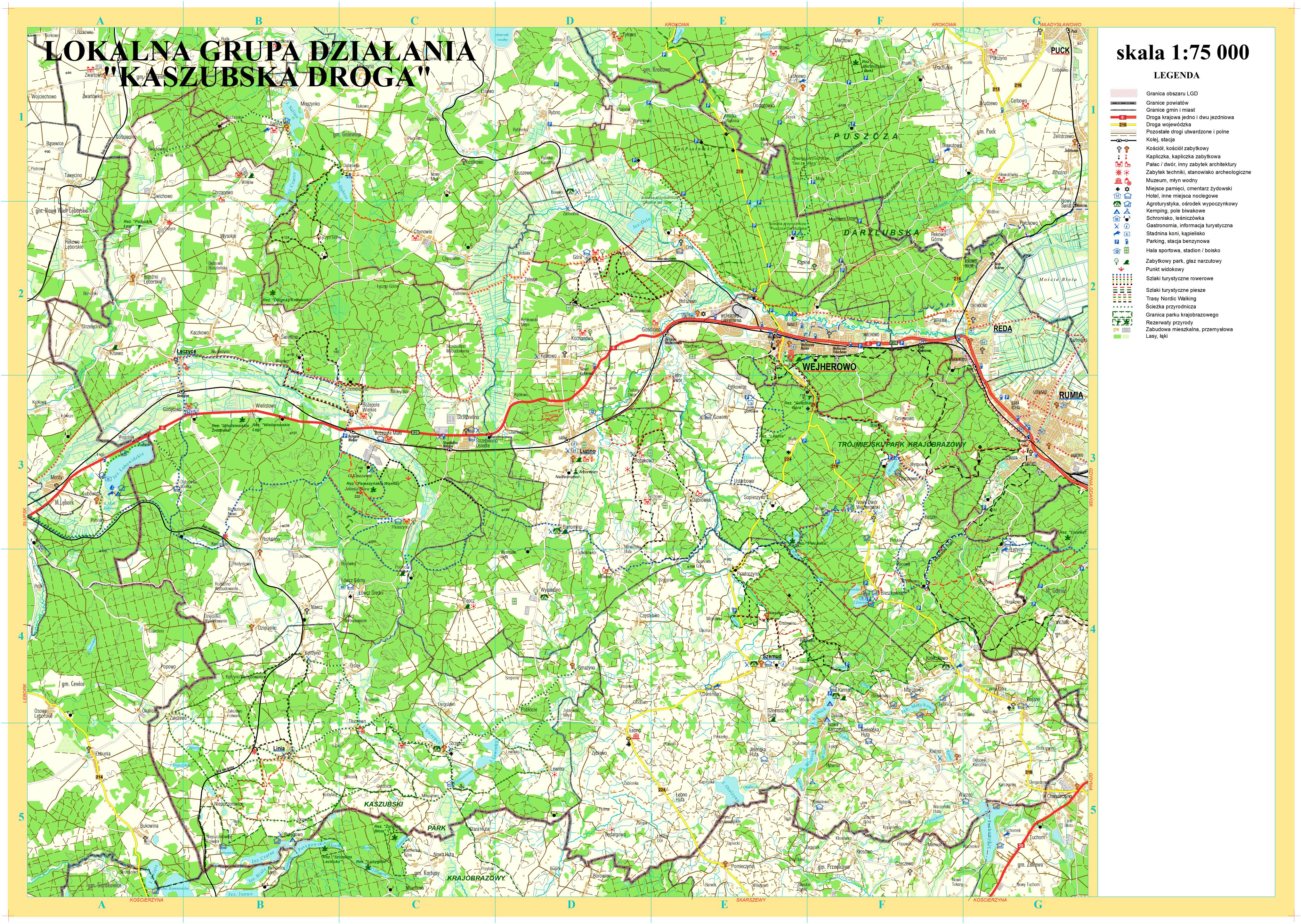 Mapa Lokalnej Grupy Działania Kaszubska Droga