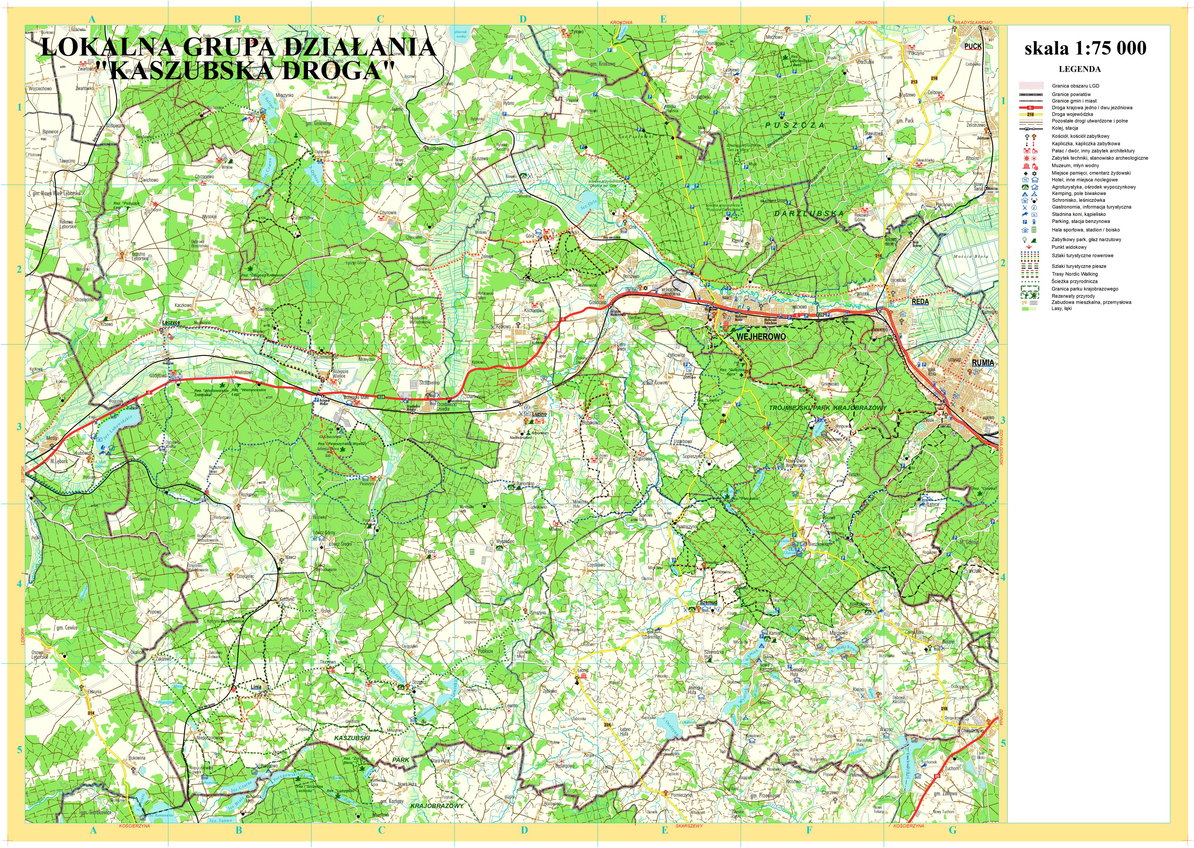 Mapa Lokalnej Grupy Działania Kaszubska Droga